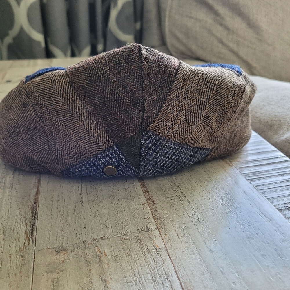 Stetson Patchwork Flat Cap - Blue And Brown - image 6